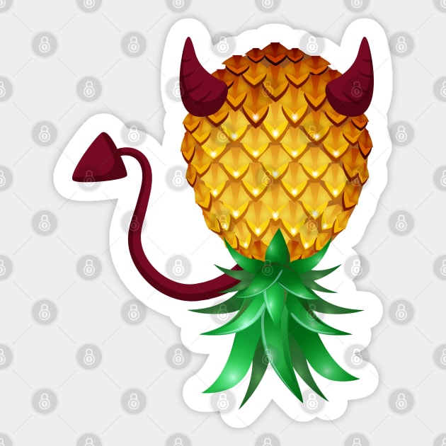 Devil Horn Swinger Upside Down Pineapple Sticker by LemoBoy